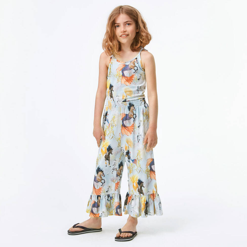 Molo-Blue Sea Horse Print Top | Childrensalon Outlet