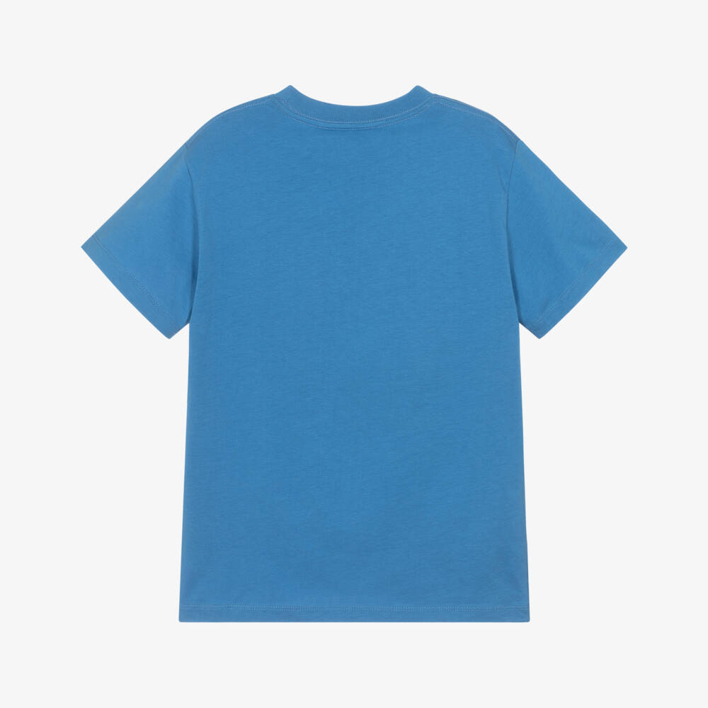 Molo-Blue Smiling Face Organic Cotton T-Shirt | Childrensalon Outlet