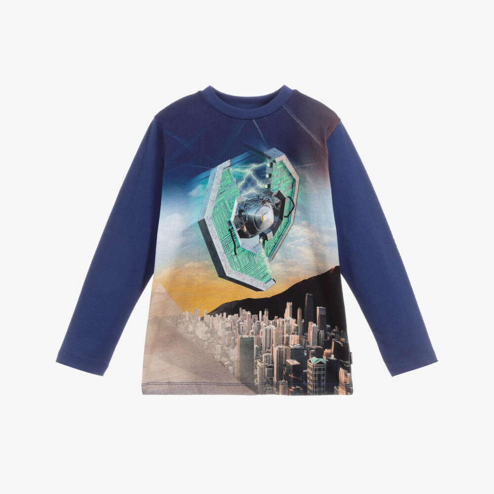 Molo-Blue Space Organic Cotton Top | Childrensalon Outlet