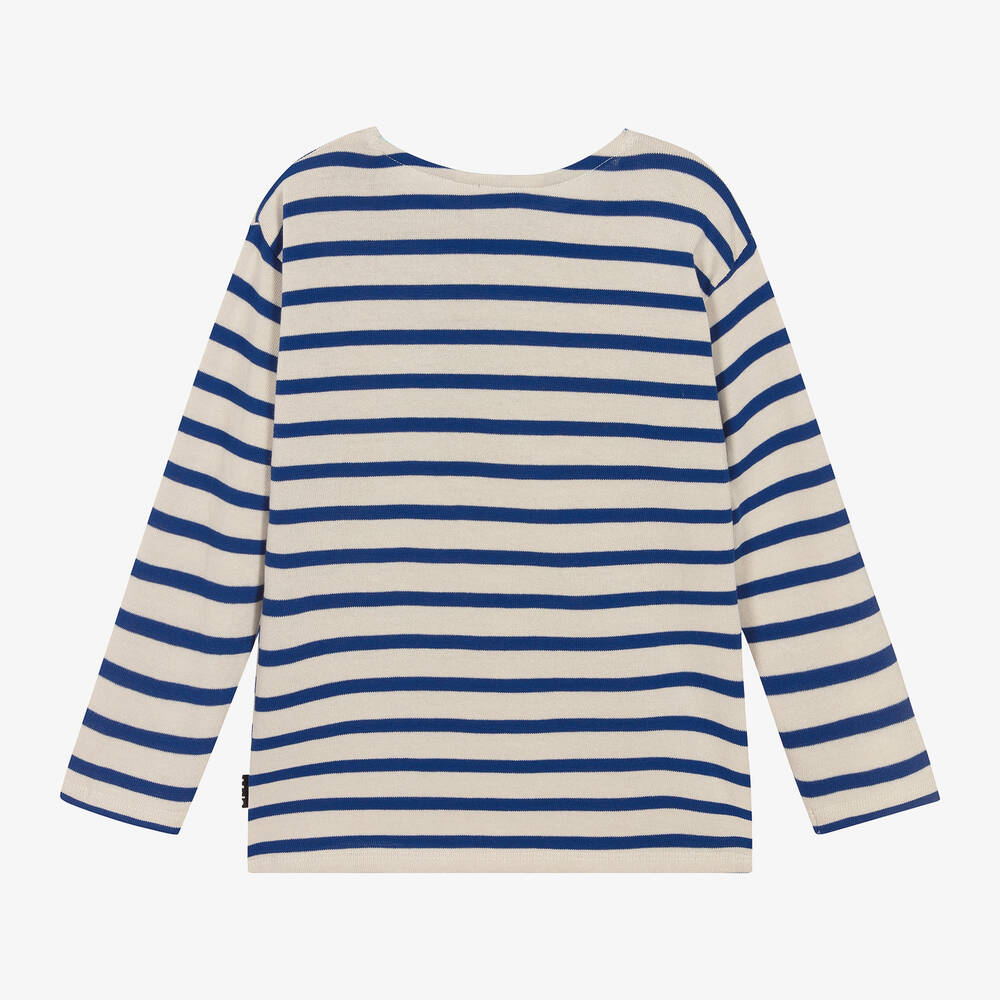 Molo-Blue Stripe Knitted Organic Cotton Top | Childrensalon Outlet