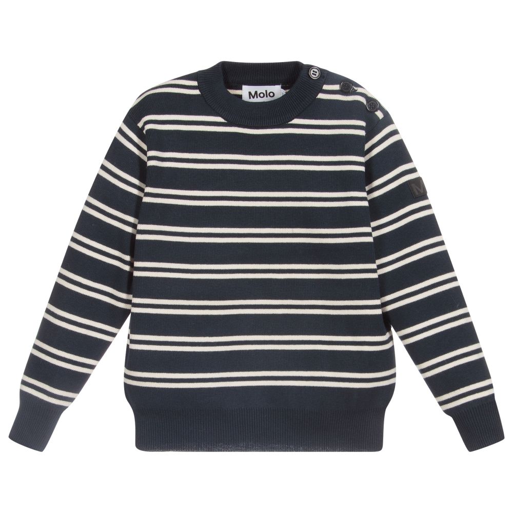 Molo - Blue Striped Cotton Sweater | Childrensalon