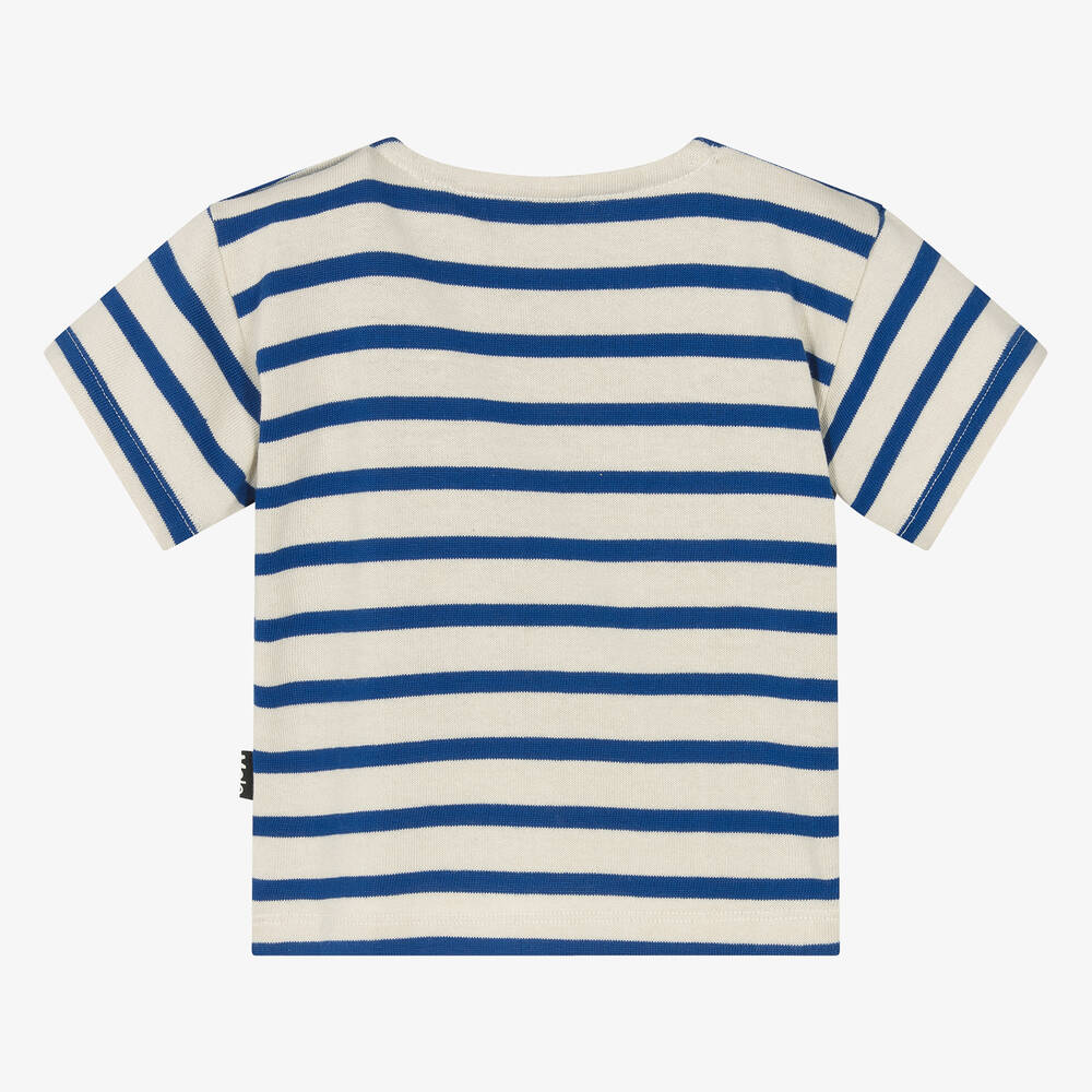 Molo-Blue Striped Organic Cotton Knit T-Shirt | Childrensalon Outlet