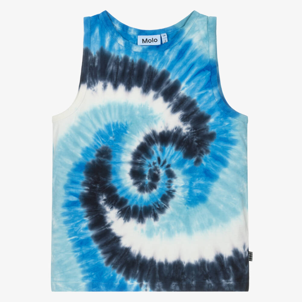 Molo-Blue Tie-Dye Cotton Vest Top | Childrensalon Outlet
