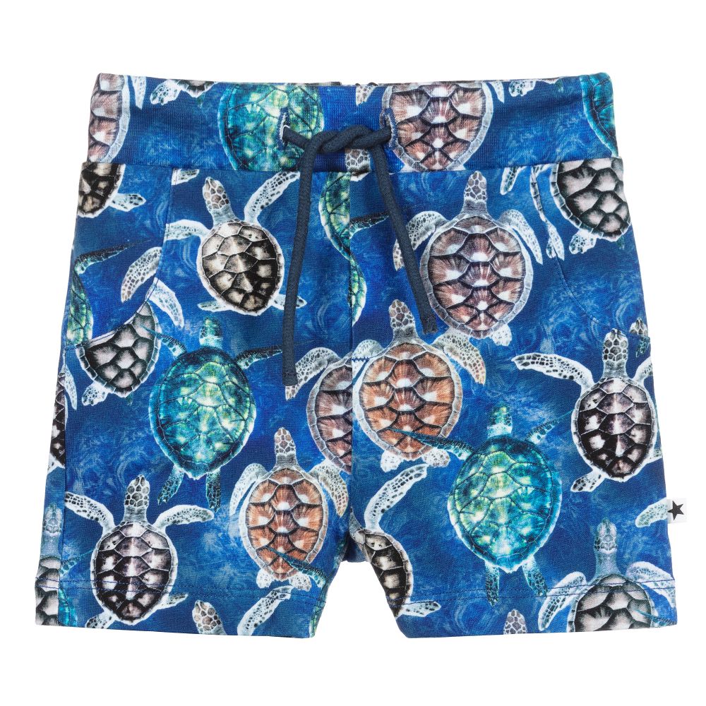 Molo - Blaue Jersey-Shorts mit Schildkröten | Childrensalon