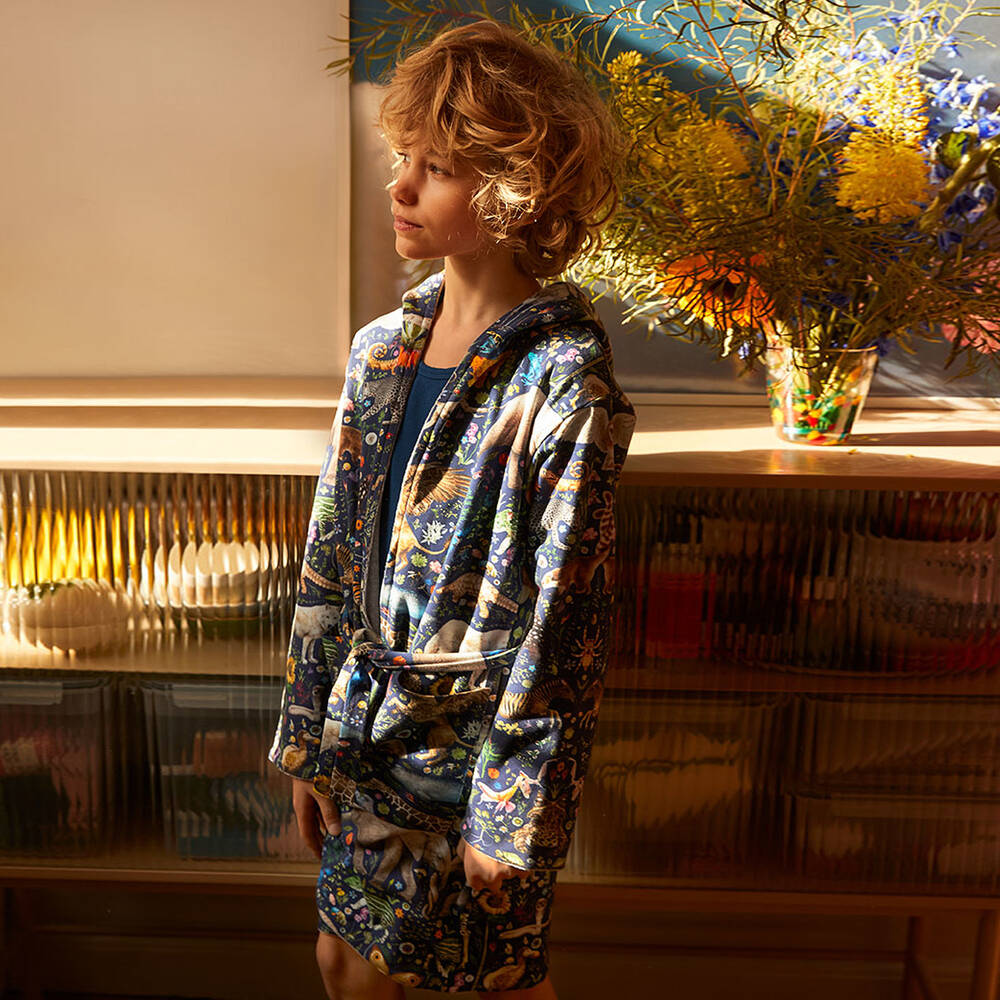 مولو-روب بوجهين قطن عضوي لون كحلي | Childrensalon Outlet