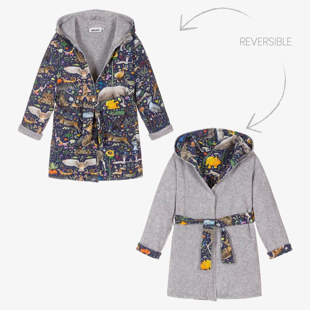 Molo - Blue Wildlife Dressing Gown | Childrensalon