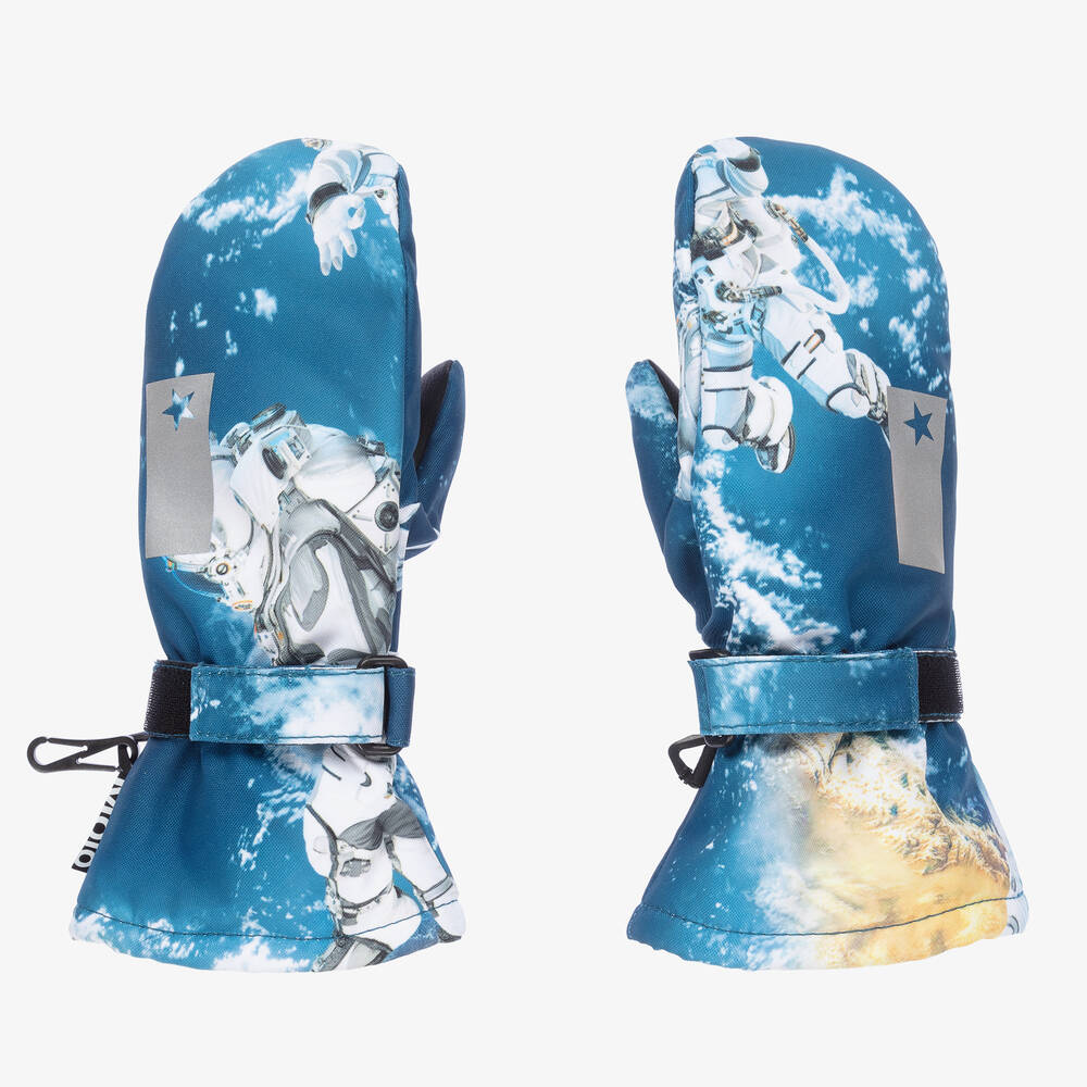 Molo - Boys Astronauts Print Ski Mittens | Childrensalon