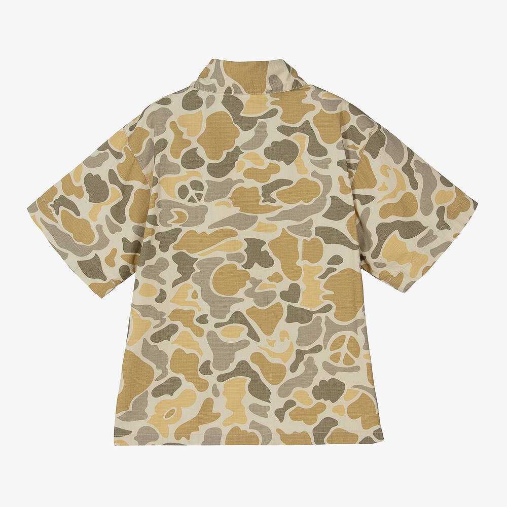 Molo-Boys Beige Camouflage Cotton Shirt  | Childrensalon Outlet