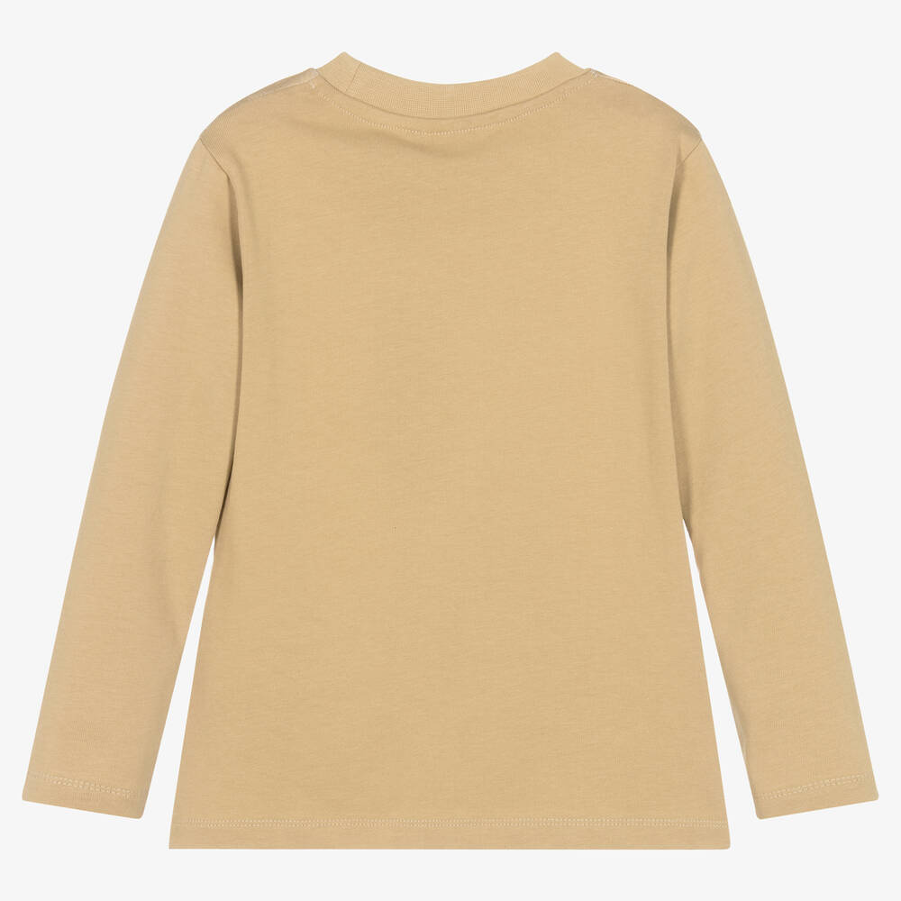 Molo-Boys Beige Cotton Bear Print Top | Childrensalon Outlet