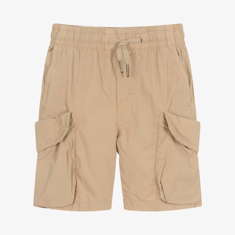 Molo - Boys Beige Cotton Cargo Shorts  | Childrensalon