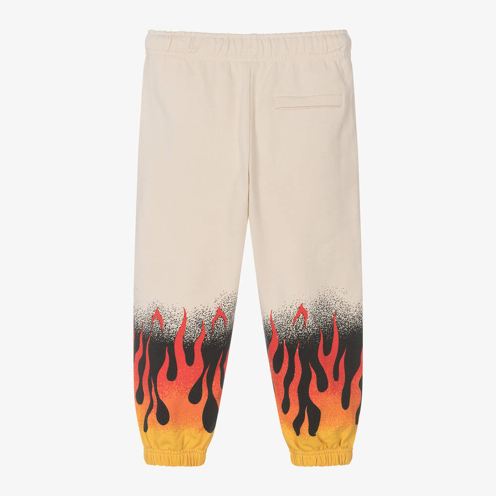 Molo-Boys Beige Cotton Flame Print Joggers | Childrensalon Outlet
