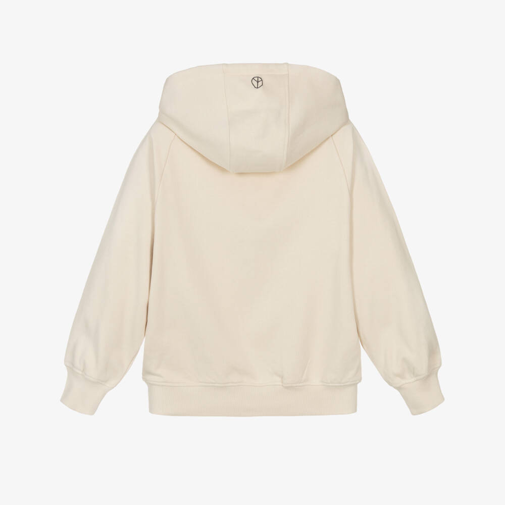 Molo-Boys Beige Cotton Hoodie with Graffiti Embroidery | Childrensalon Outlet