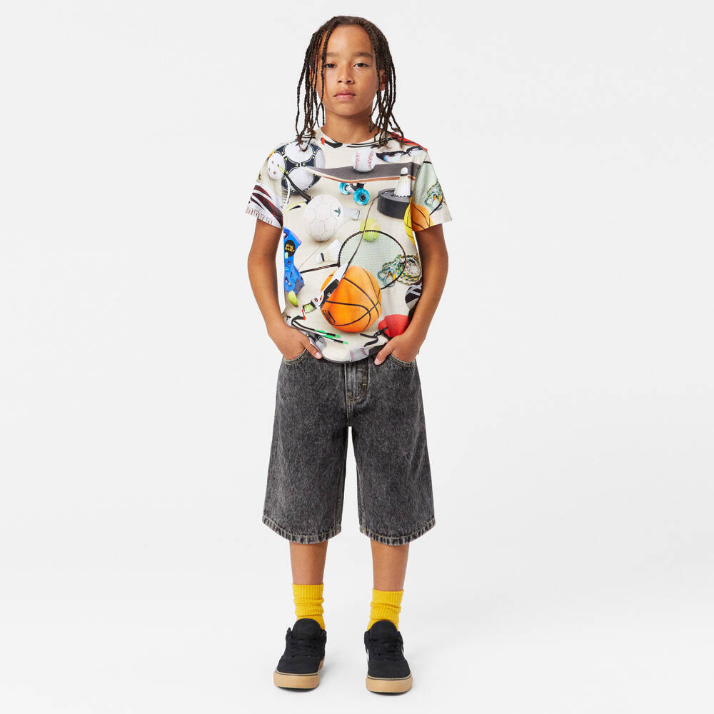 Molo-Boys Beige Cotton Sports T-Shirt | Childrensalon Outlet