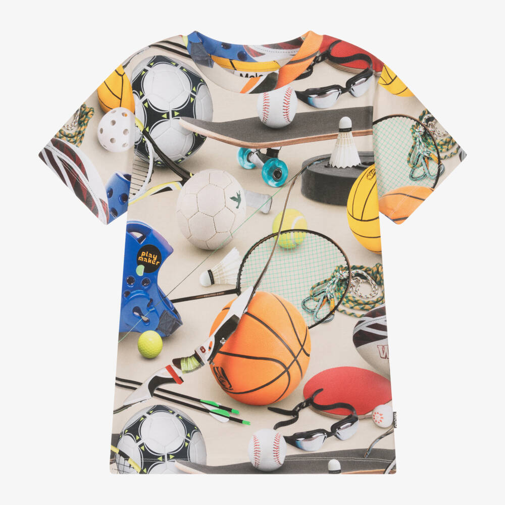 Molo-Boys Beige Cotton Sports T-Shirt | Childrensalon Outlet