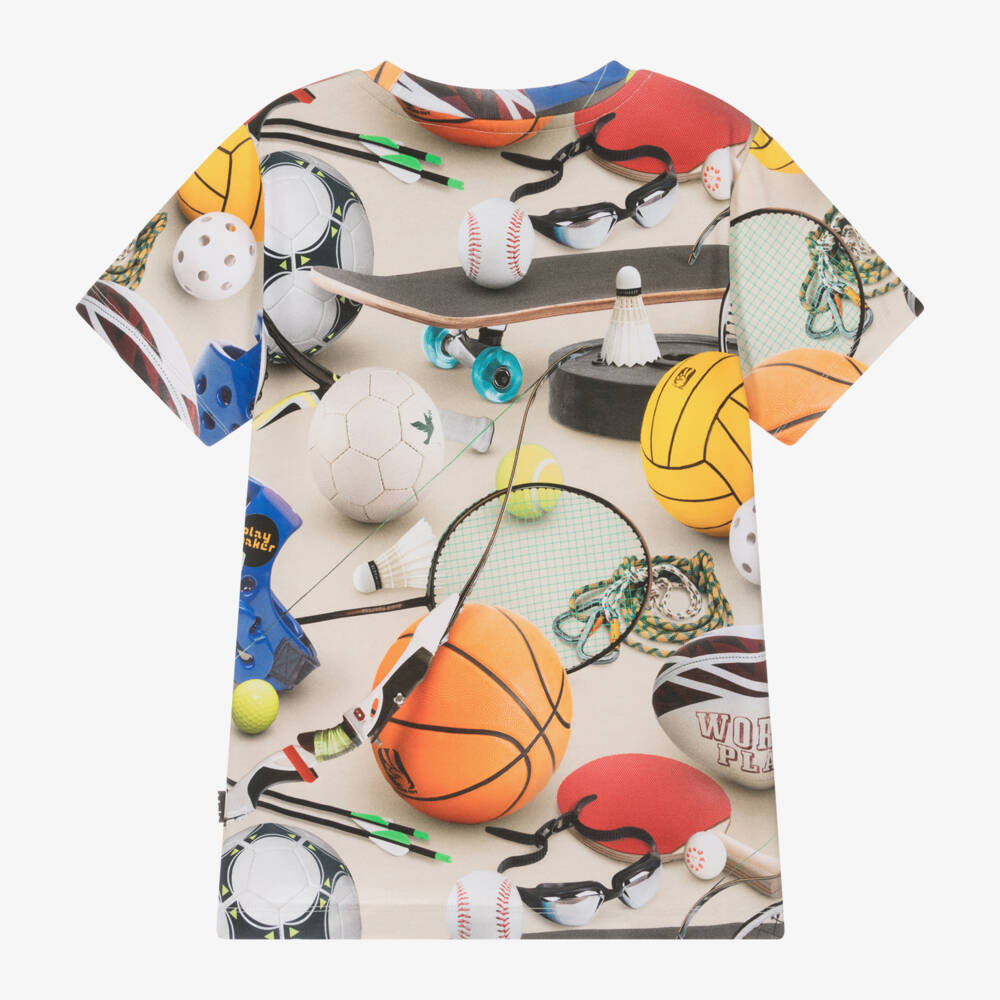 Molo-Boys Beige Cotton Sports T-Shirt | Childrensalon Outlet