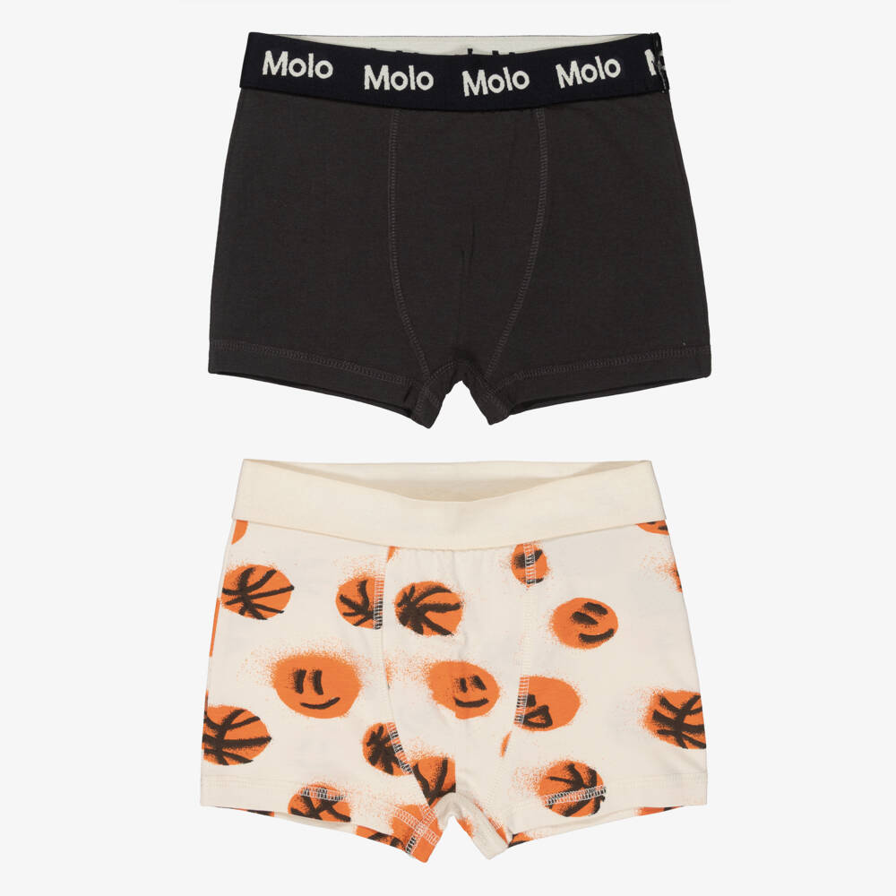 Molo-Boys Beige & Grey Cotton Basketball Boxers (2 Pack) | Childrensalon Outlet