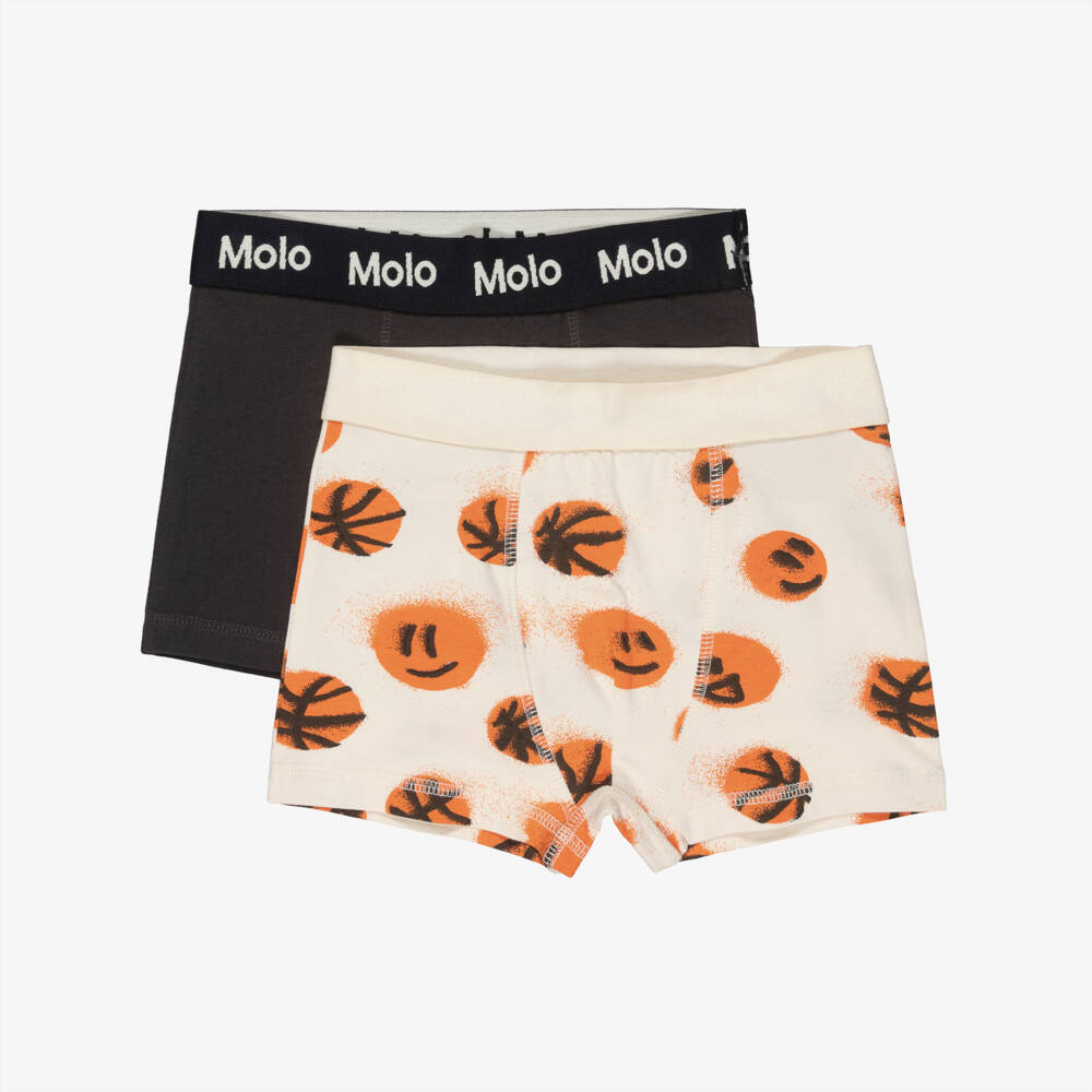 Molo-Boys Beige & Grey Cotton Basketball Boxers (2 Pack) | Childrensalon Outlet
