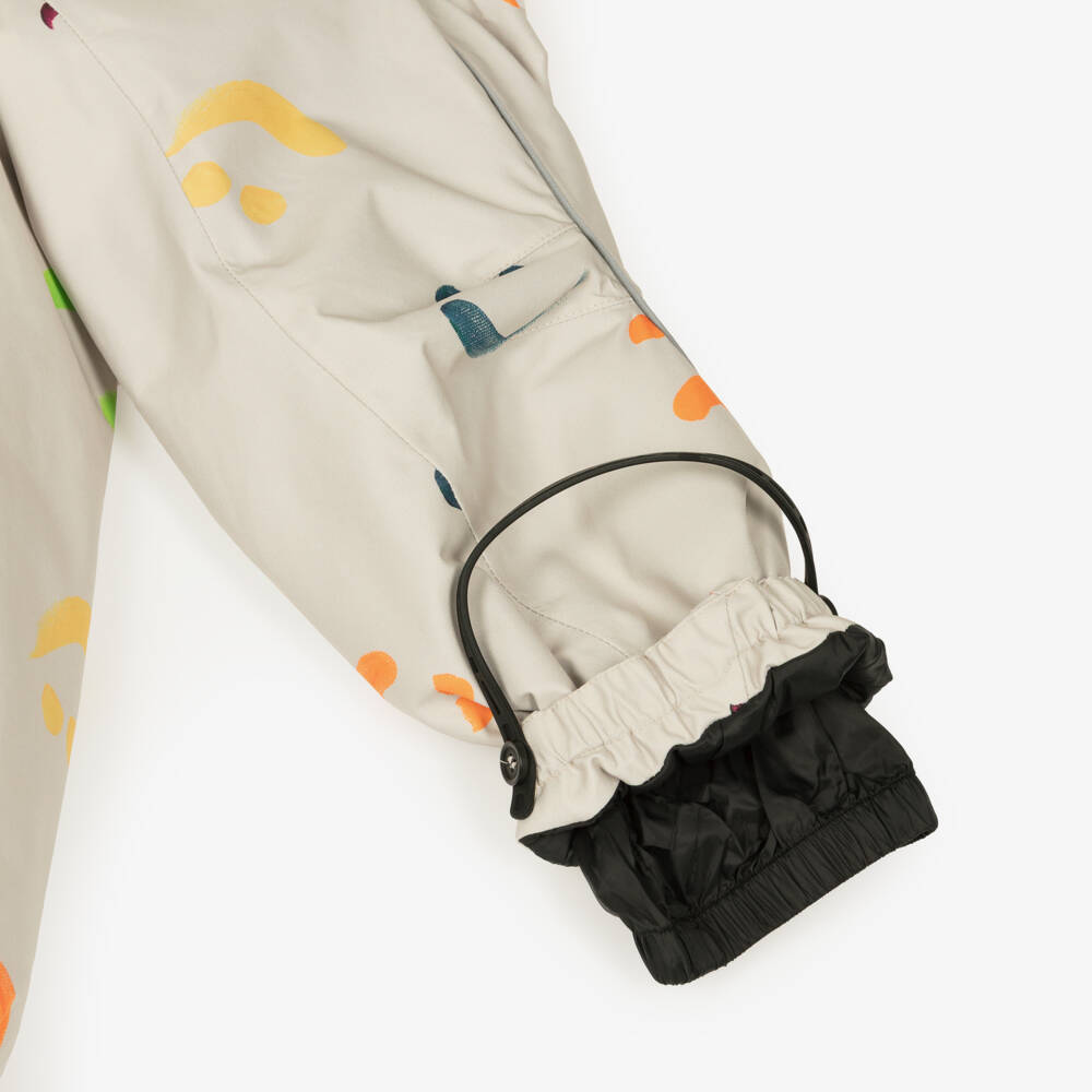 Molo-Boys Beige Hooded Snowsuit with Colourful Smile Print | Childrensalon Outlet