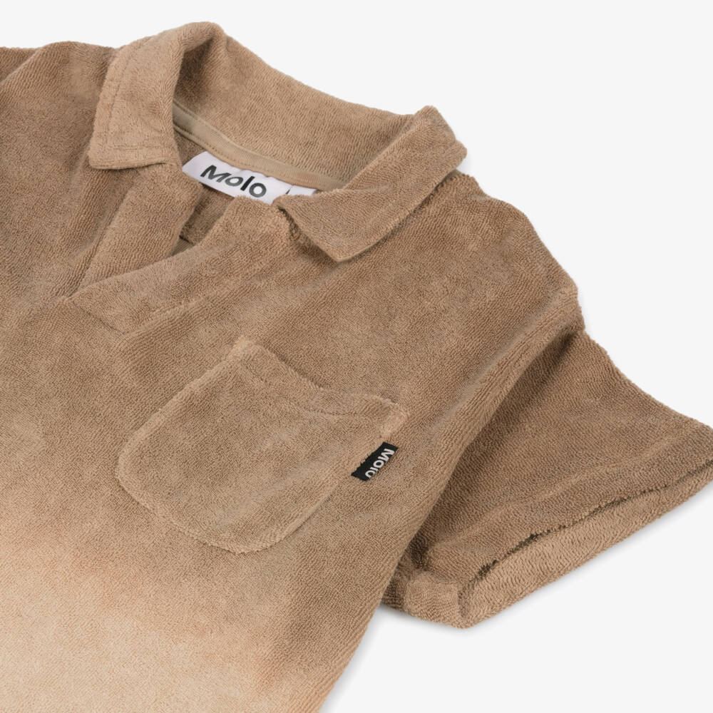 Molo-Boys Beige Ombré Cotton Towelling Polo Shirt | Childrensalon Outlet