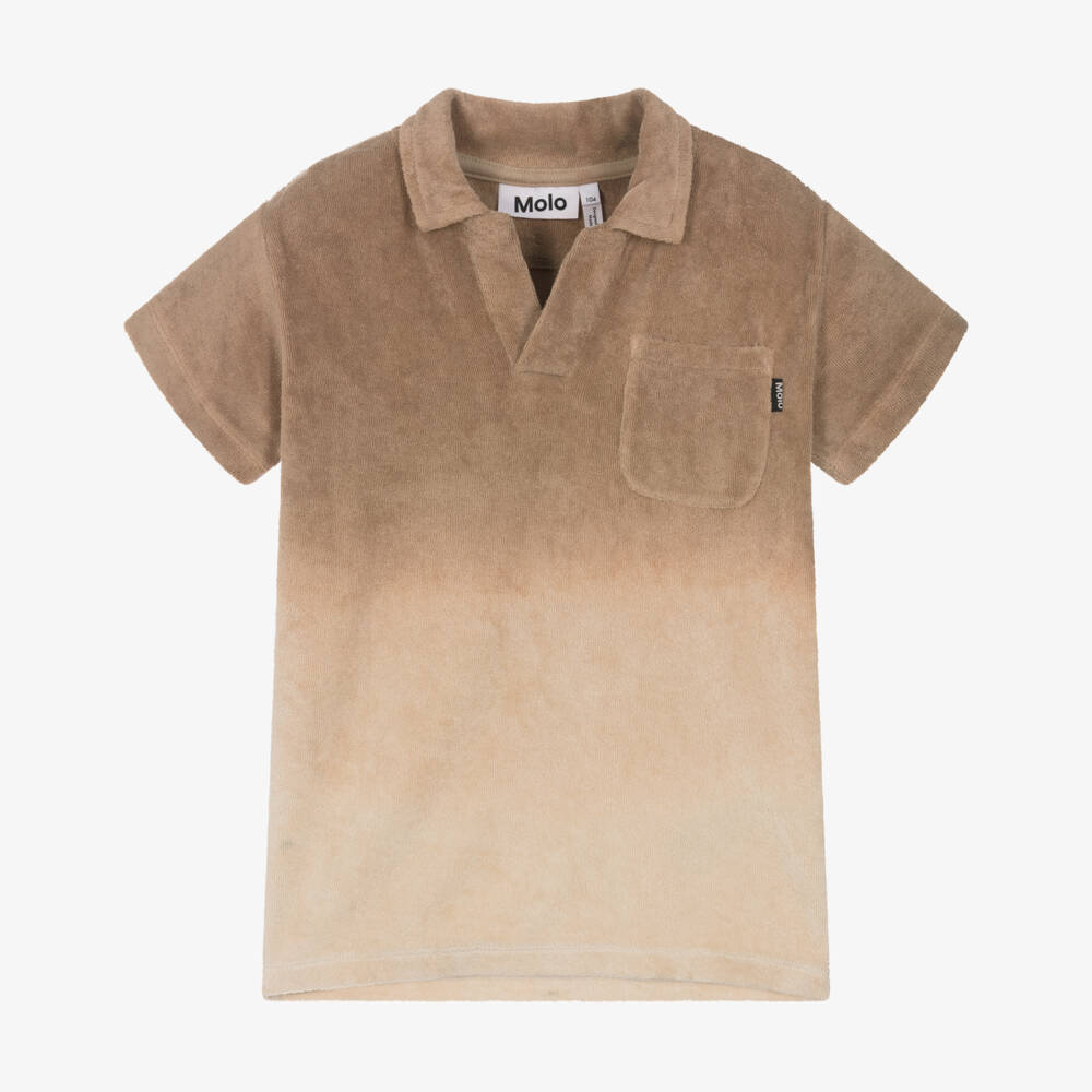 Molo-Boys Beige Ombré Cotton Towelling Polo Shirt | Childrensalon Outlet