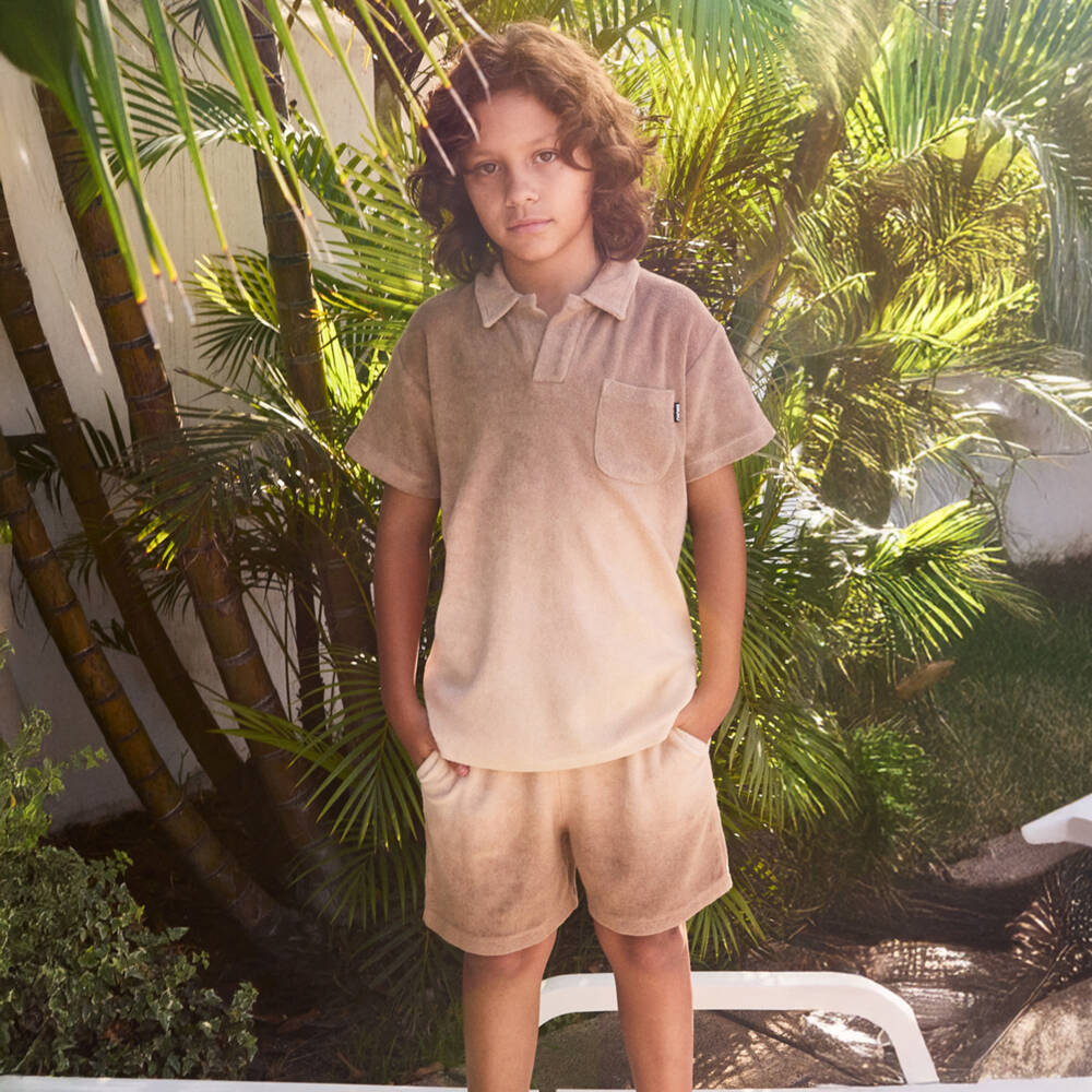 Molo-Boys Beige Ombré Cotton Towelling Polo Shirt | Childrensalon Outlet