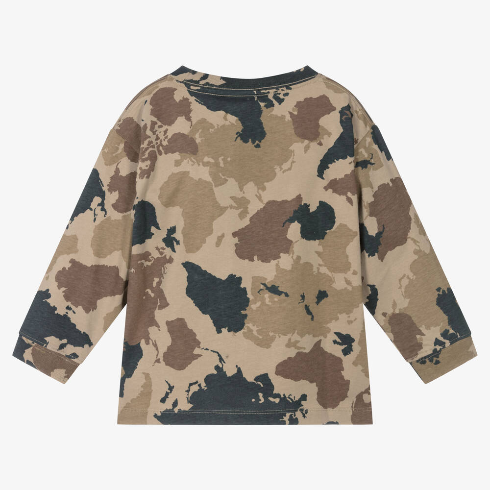 Molo-Boys Beige Organic Cotton Continents Top | Childrensalon Outlet