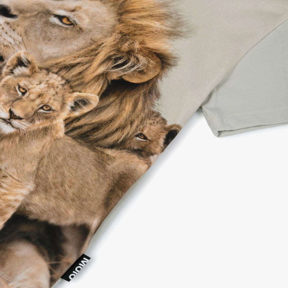 Molo-Boys Beige Organic Cotton Lion Graphic T-Shirt | Childrensalon Outlet