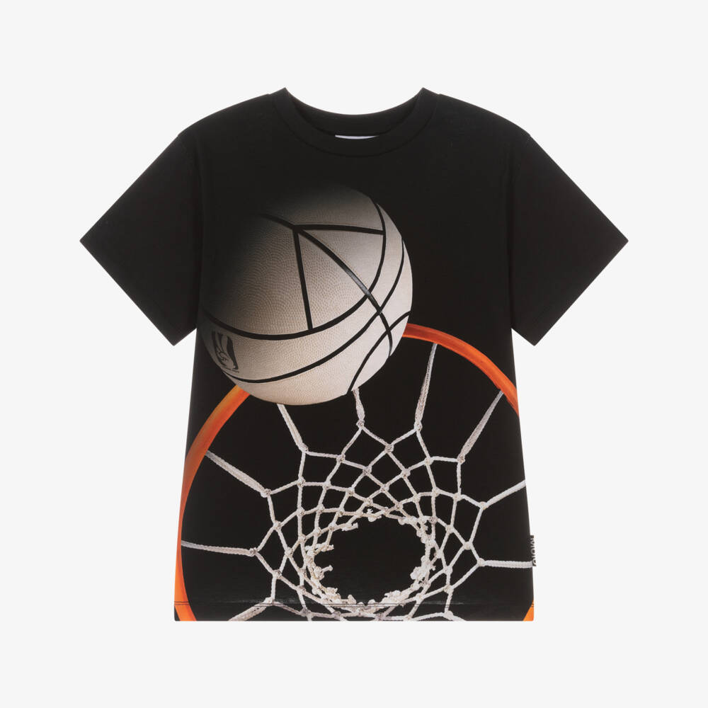 Molo-Boys Black Basketball Hoop Organic Cotton T-Shirt | Childrensalon Outlet