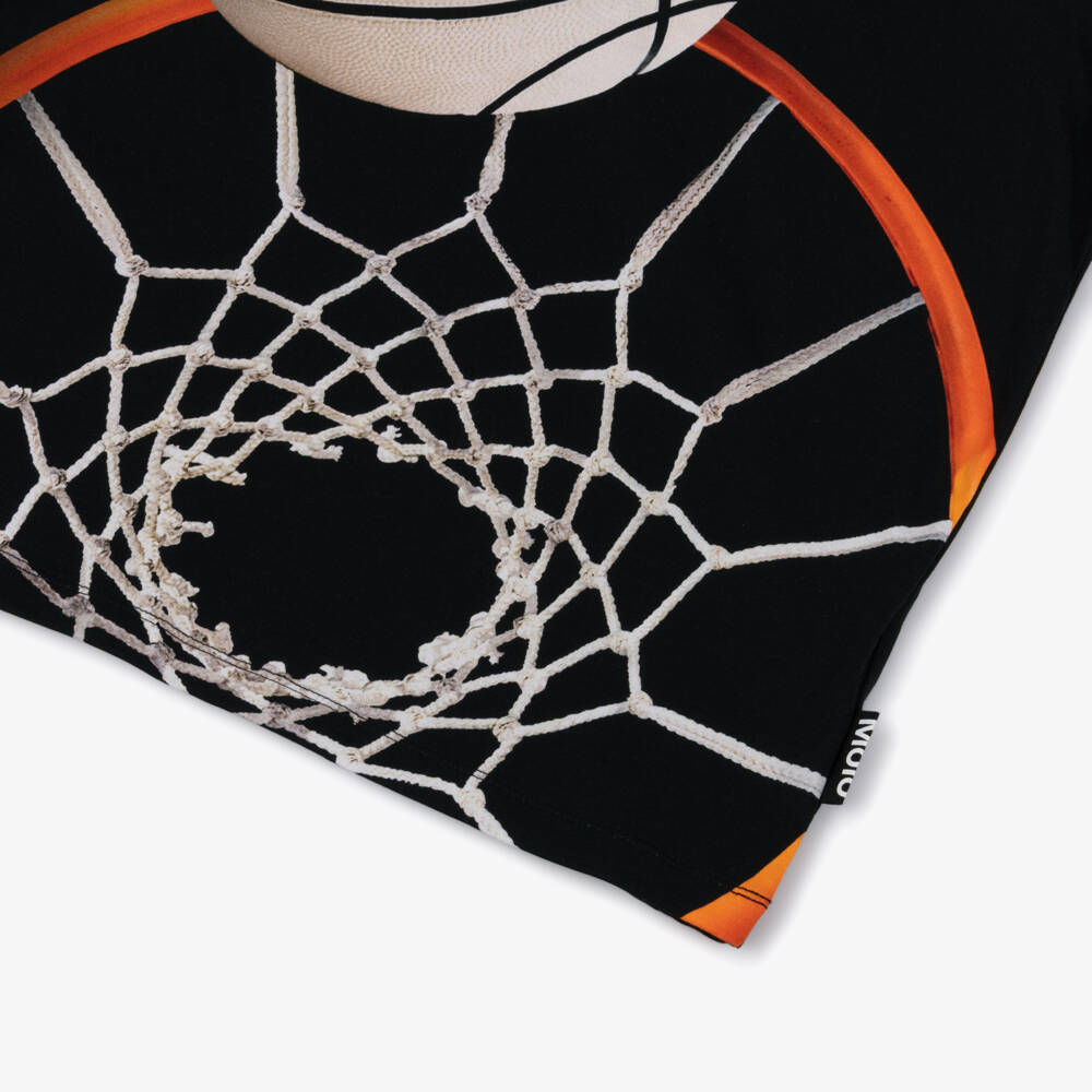 Molo-Boys Black Basketball Hoop Organic Cotton T-Shirt | Childrensalon Outlet
