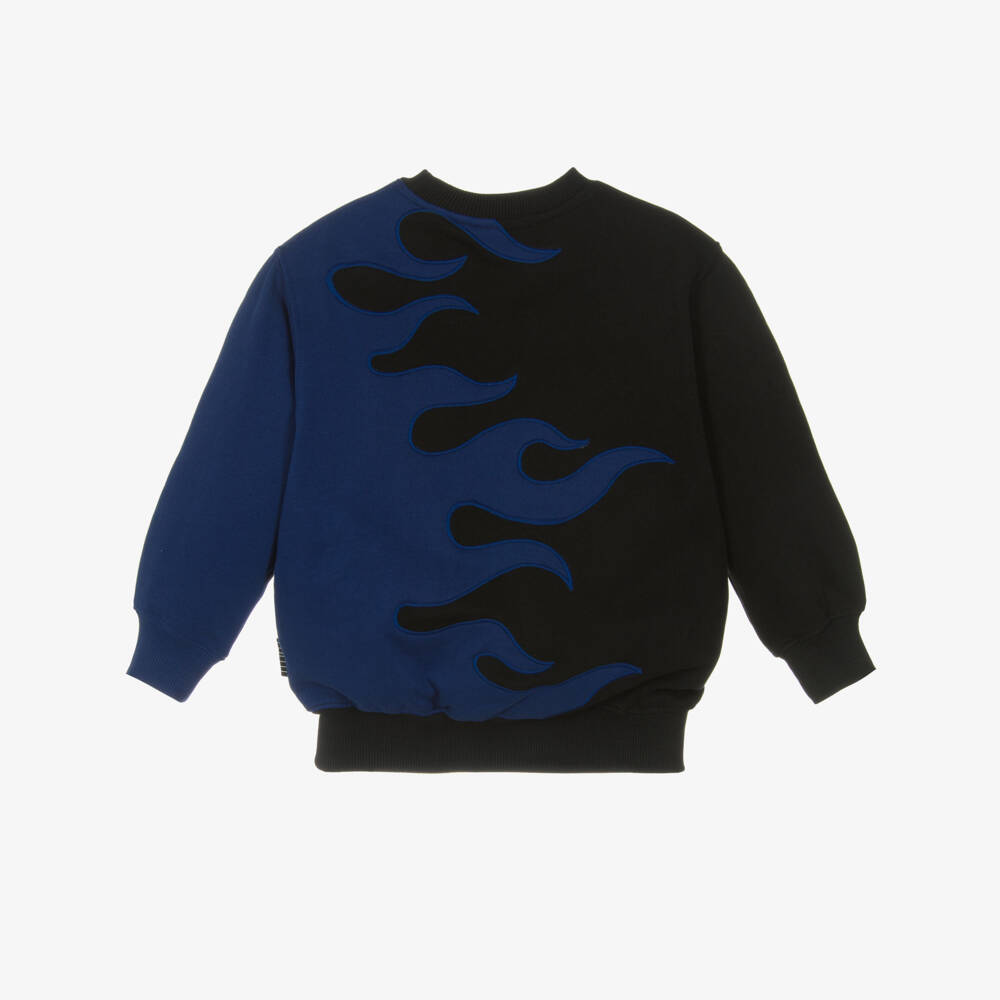 Molo-Boys Black & Blue Flame Organic Cotton Sweatshirt | Childrensalon Outlet