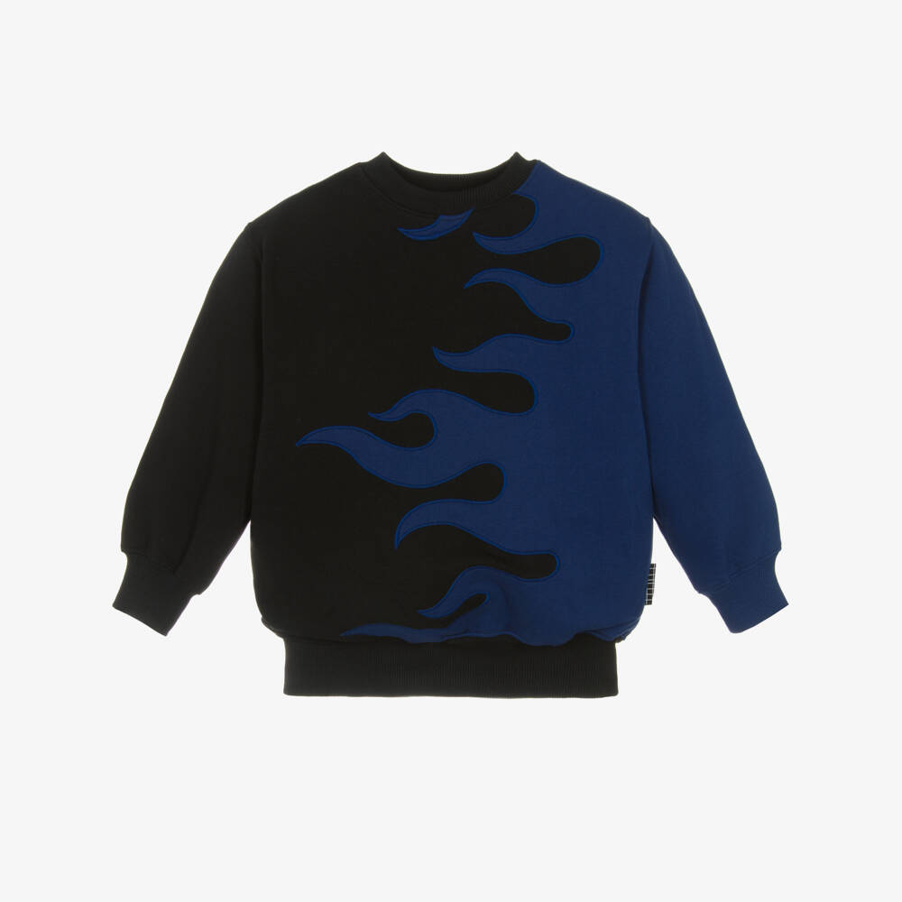 Molo-Boys Black & Blue Flame Organic Cotton Sweatshirt | Childrensalon Outlet