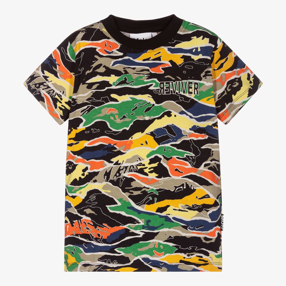 Molo - Boys Black Camouflage T-Shirt | Childrensalon Outlet