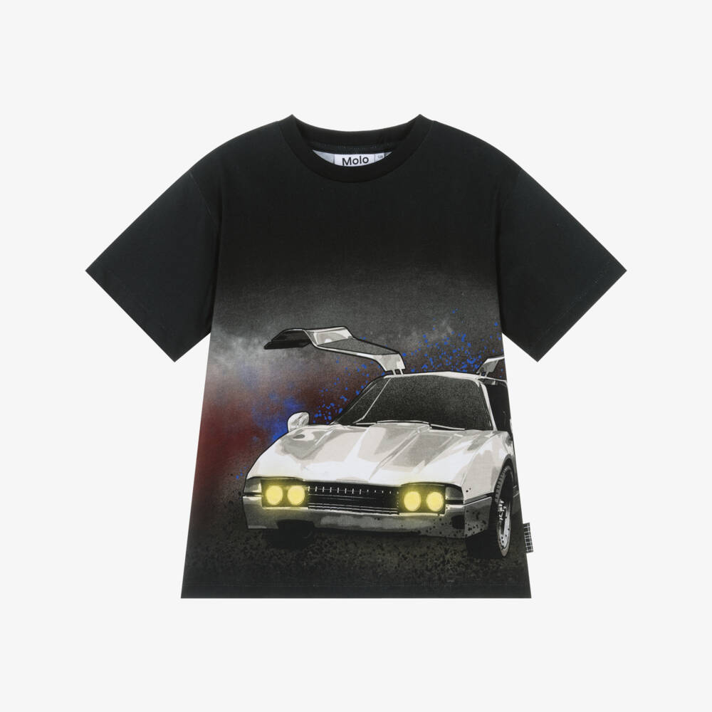 Molo-Boys Black Car Graphic Tee | Childrensalon Outlet