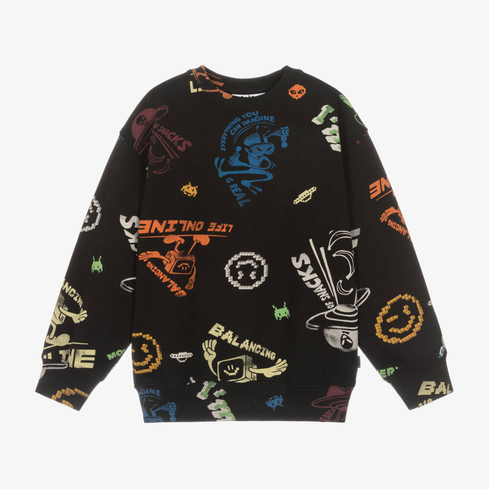 Molo-Boys Black Cartoon Print Sweatshirt | Childrensalon Outlet