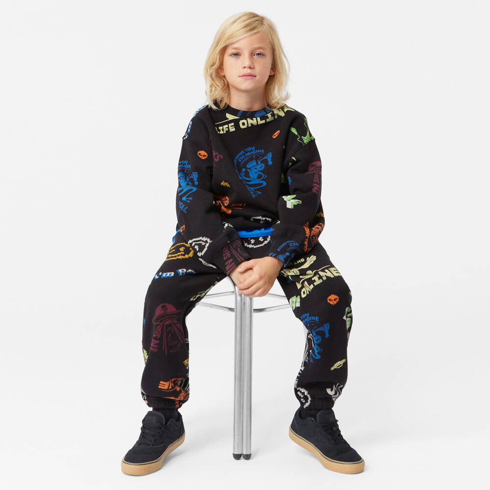 Molo-Boys Black Cartoon Print Sweatshirt | Childrensalon Outlet