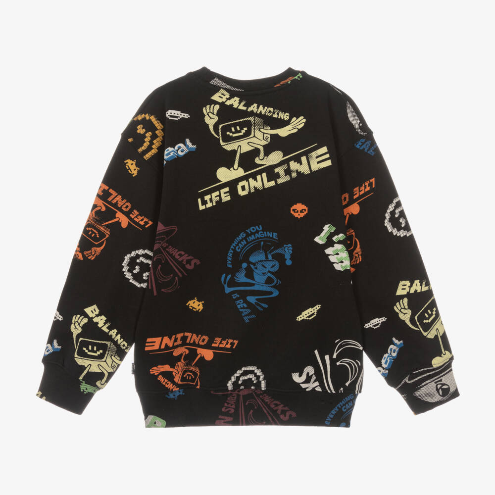 Molo-Boys Black Cartoon Print Sweatshirt | Childrensalon Outlet