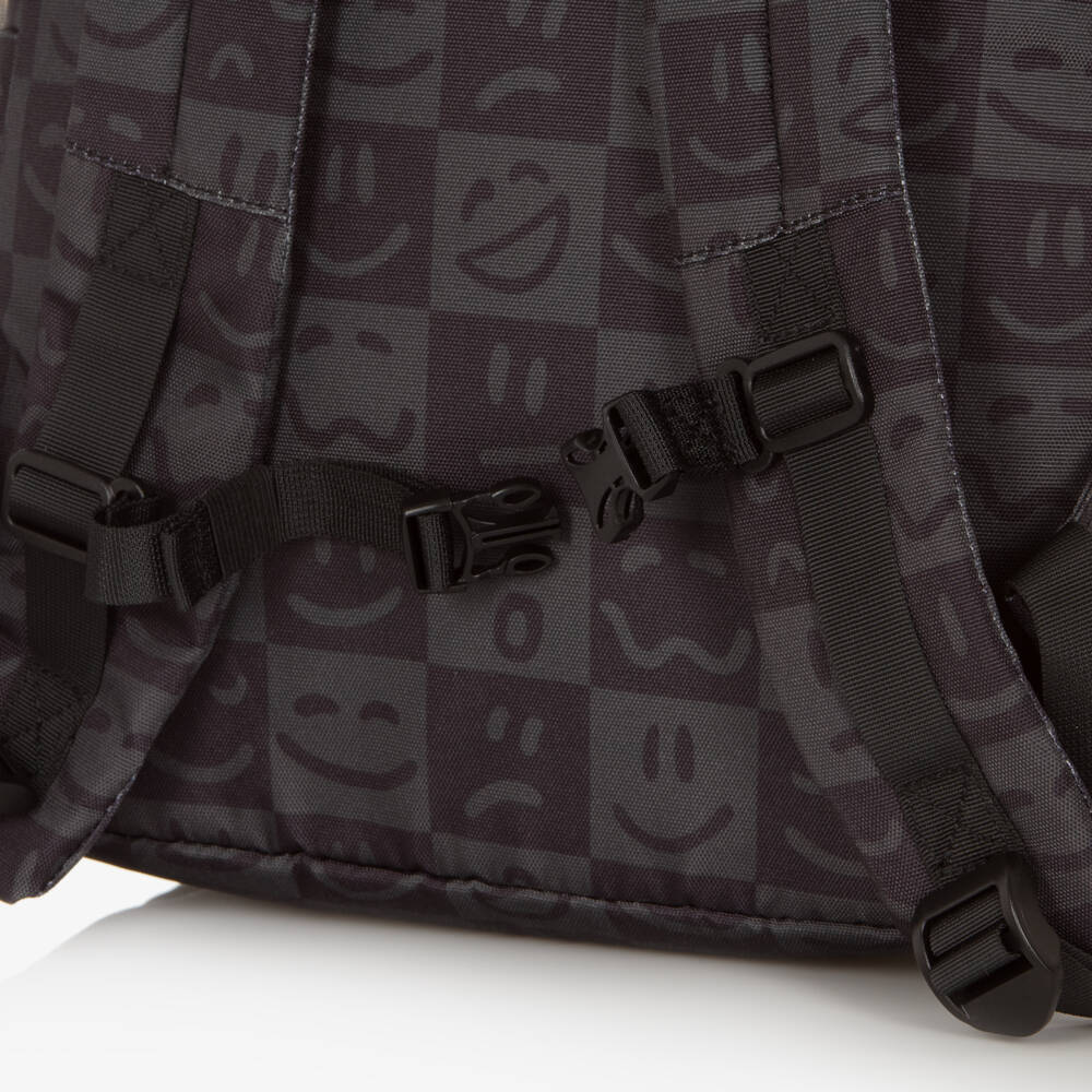 Molo-Boys Black Check & Smiling Face Canvas Backpack | Childrensalon Outlet