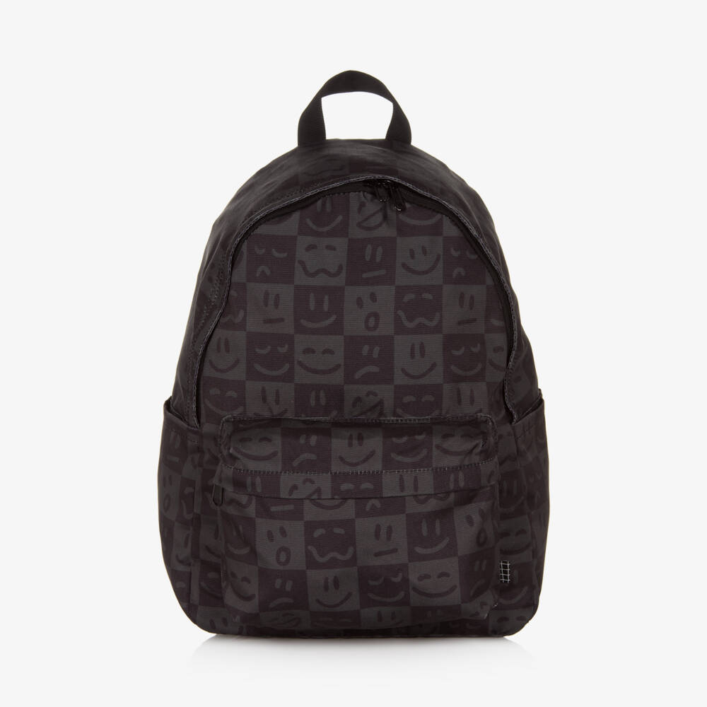 Molo-Boys Black Check & Smiling Face Canvas Backpack | Childrensalon Outlet