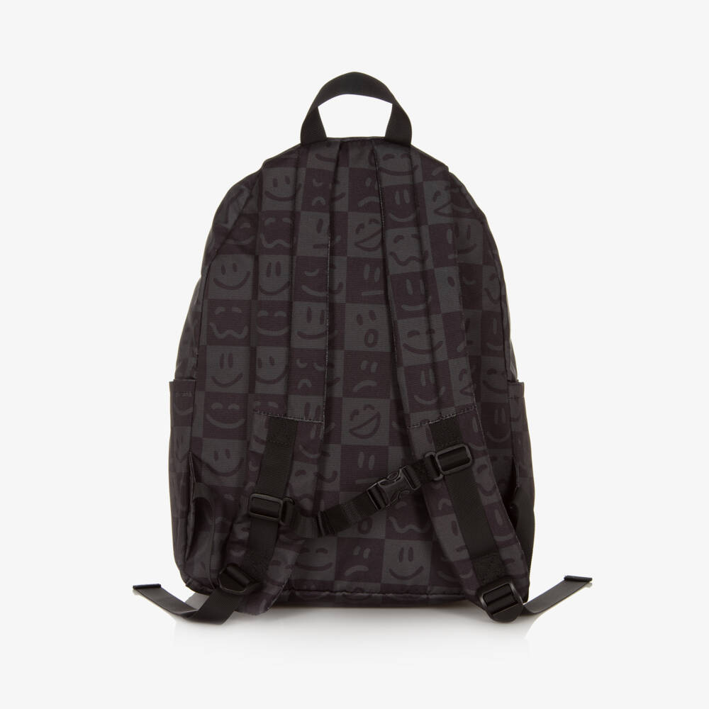 Molo-Boys Black Check & Smiling Face Canvas Backpack | Childrensalon Outlet