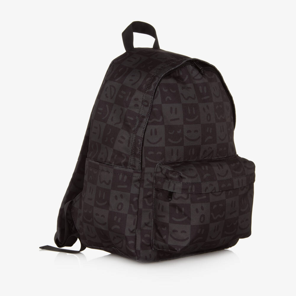 Molo-Boys Black Check & Smiling Face Canvas Backpack | Childrensalon Outlet