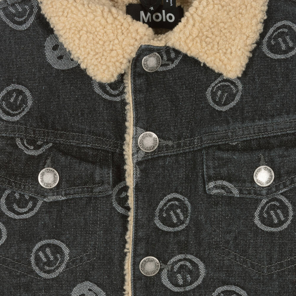 Molo-Boys Black Cotton Denim Smile Jacket | Childrensalon Outlet