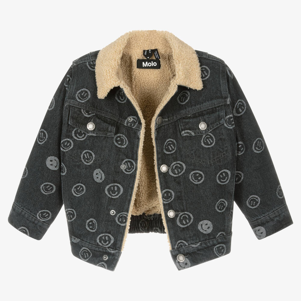 Molo-Boys Black Cotton Denim Smile Jacket | Childrensalon Outlet