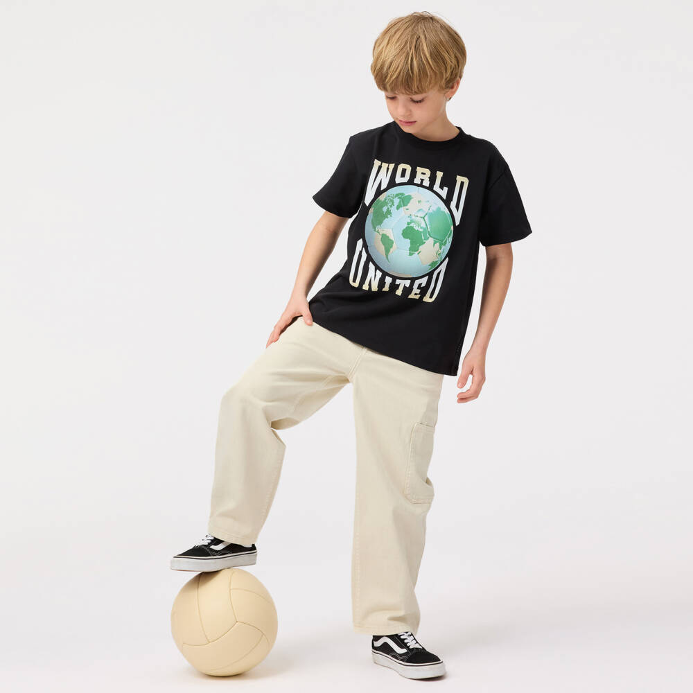 Molo-Boys Black Cotton Global Tee | Childrensalon Outlet