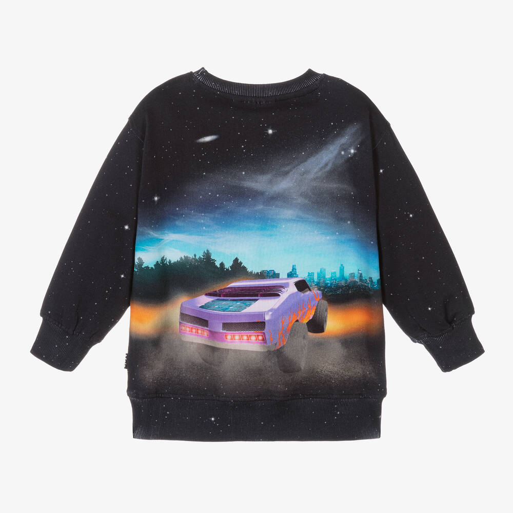 Molo-Черный хлопковый свитшот с рисунком для мальчиков | Childrensalon Outlet