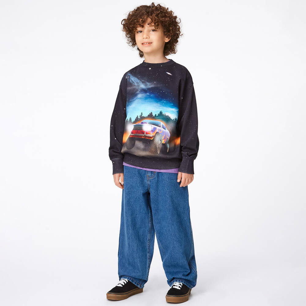 Molo-Черный хлопковый свитшот с рисунком для мальчиков | Childrensalon Outlet