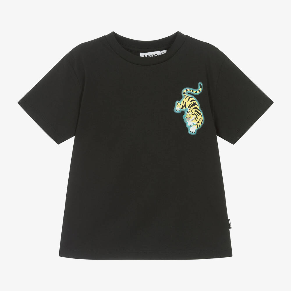 Molo-Boys Black Cotton Pinball-Print T-Shirt | Childrensalon Outlet