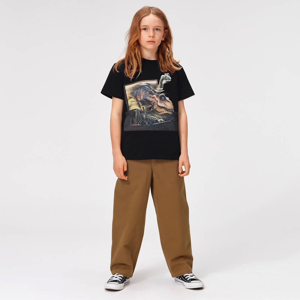 Molo-تيشيرت قطن جيرسي عضوي لون أسود للأولاد | Childrensalon Outlet