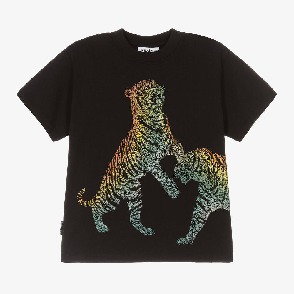 Molo-Boys Black Cotton Tiger T-Shirt | Childrensalon Outlet