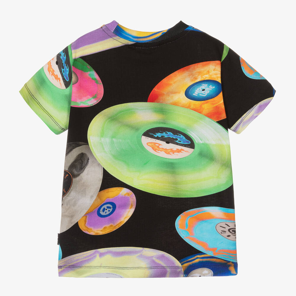 Molo-Черная хлопковая футболка с виниловыми пластинками для мальчиков | Childrensalon Outlet