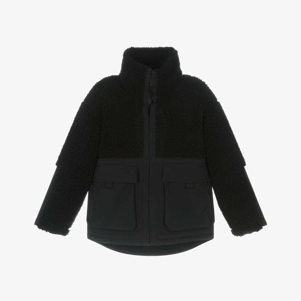 Molo-Boys Black Fleece Utility Jacket | Childrensalon Outlet